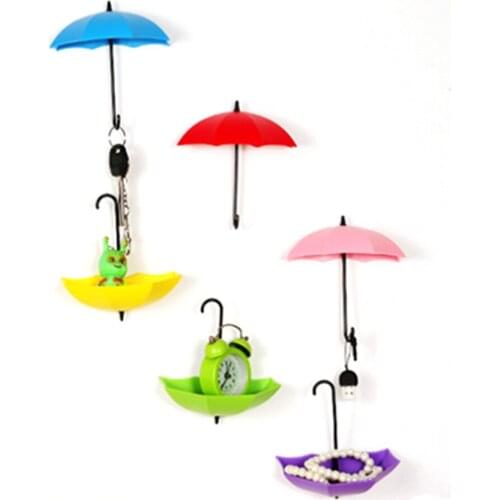 3pcs/lot Umbrella Shaped Key Hanger Rack Home Decorative Holder Wall Hooks For Kitchen Bathroom Accessories