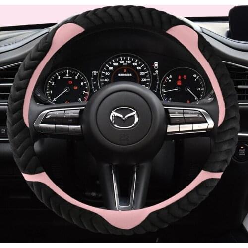 37-38CM PLUSH Car Steering Wheel Cover for CX-3 CX-4 CX-5 CX-7 CX-9 Mazda 3 Axela 6 Gh Gj Demio Anti-Slip Funda Volante