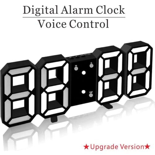 LED Digital Alarm Clocks Bedside Table Clocks Wall Clocks Home Desktop Decoration Electronic Clocks With Voice Control Thermomet