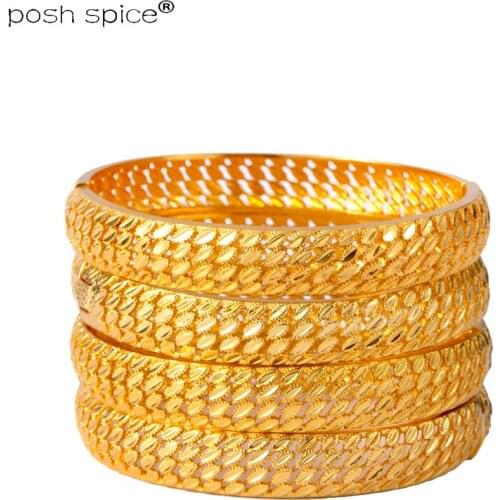 4pcs / lot Arabic wedding jewelry Dubai bracelets for women Ethiopian Gold Color bangles&bracelets Middle East African gifts