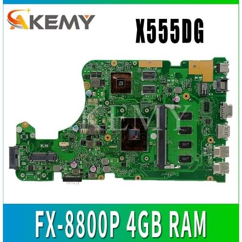 Akemy For ASUS X555YI X555D A555D X555Y X555DG Laotop Mainboard X555DG Motherboard with FX-8800P 4GB RAM