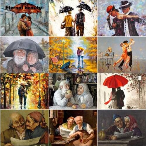 Diamond Painting Couple Dancing Romantic Love Diamond Embroidery Pictures of Rhinestones Cross Stitch Kits Old Couple Handmade