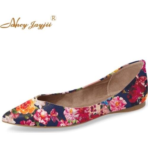 Nancyjayjii Flower Print Ballet Flats Spade Woman Nude Leather Shoes Slip On Polka Dot Pointy Toe Free Shipping Shoes Women 2021