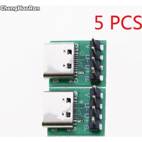 ChengHaoRan For Type C Connector 16 Pin Test Board USB 3.1 Adapter Connector Socket Wire Cable Transfe Straight Needle 5 PCS