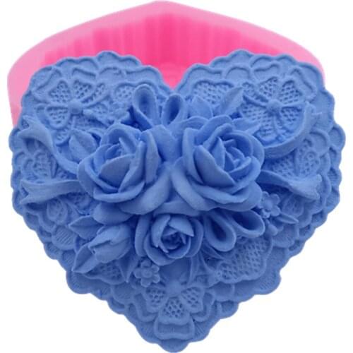 Heart Shape Flower Soap Mold Cake Mold Candle Wax Resin Craft Aromatherapy Gypsum Silicone Molds