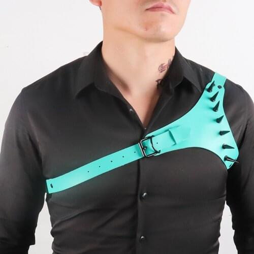 2021 Fetish Men Leather Harness Sword Belts BDSM Bondage Gothic Body Cage Chest Shoulder Harness Straps Erotic Rave Gay Costumes