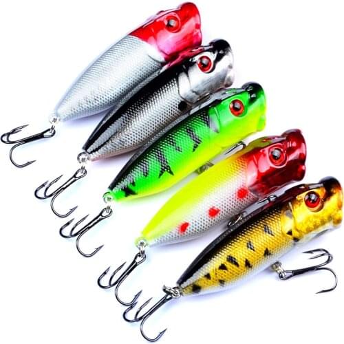HiUmi 7.3cm 11g Fishing Lures 5 colors Popper Lure fishing bait 6# high carbon steel hook fishing tackle