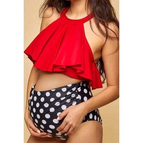 Maternity Swimwear Women New Pregnant Women Split Swimsuit Ruffles Hot Bikini Sexy Swimsuit 411844