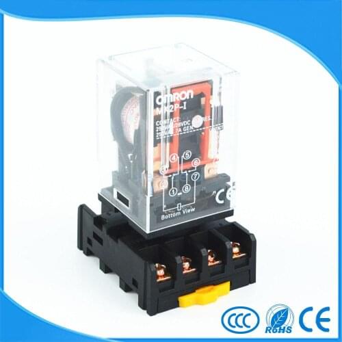MK2P-I DC 12V Coil 8 Pins Electromagnetic Power Relay With PF083A Socket Base