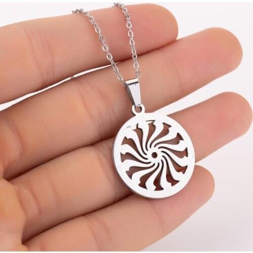 Fashion Round Windmill Necklace Geometrical Clavicle Chain Necklaces Stainless Steel Jewelry Women Girl Simplify Wedding Gift