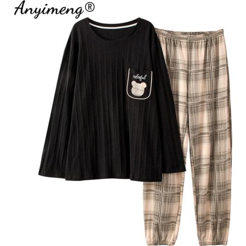 Mens Casual Sleepwear Trendy Cartoon Printing Home Suit Soft Cotton Pyjamas for Man Spring New Mens 2 Pcs Pullover Pajamas Set