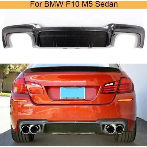 For 5 Series Straight Carbon Fiber rear bumper lip spoiler diffuser For BMW F10 M5 Sedan 2012 - 2017 Black FRP