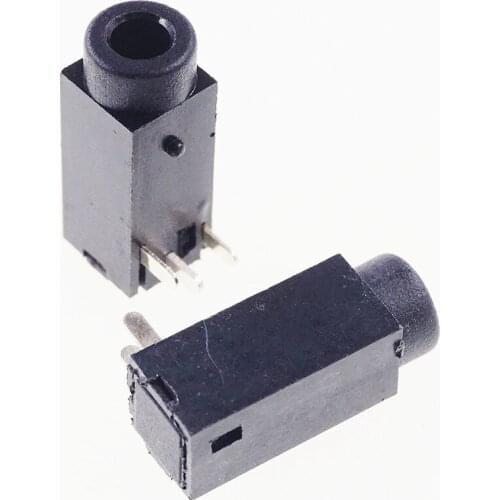 Phone Jack Mono 2.5 mm Diameter Microphone 3 pin for 2 poles Audio Plug Through Holes PCB Right Angle One Inner Switch