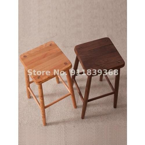 Nordic solid wood bar stool household walnut wood bar stool Japanese high stool bar stool stool