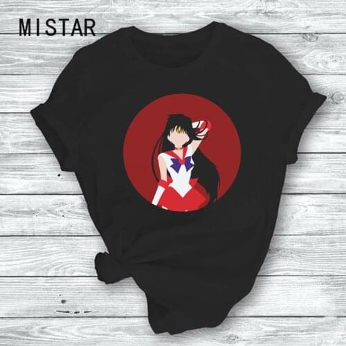 Sailor Mars Women Tshirt Print Cute Cartoon O-Neck Short Sleeve Tops Clothing New Summer T-Shirt Print Harajuku Graphic T Shirt