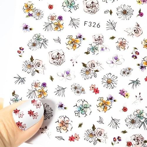 1sheet 3D Flowers Nail Stickers Rose Manicure Nail Art Decoration Stickers For Nails