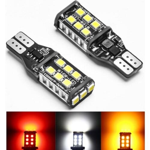 10Pcs Car LED T15 W16W WY16W CANBUS 15 SMD 2835 LED Auto Brake Light NO ERROR Reverse Lamp Car Rear Turn Signals DC 12V