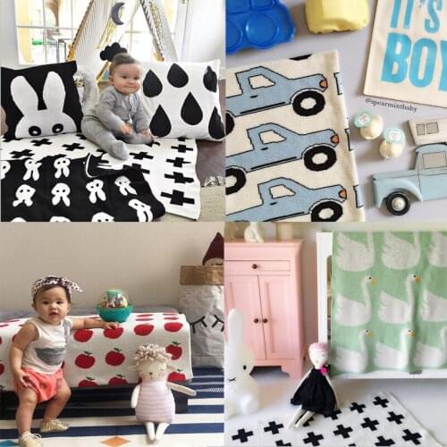 100% Cotton Baby Boy Girls Blanket Play Mat Kid Bedding Air Conditioning Blankets Fashion Swaddling Cross Rabbit Style 70X100CM