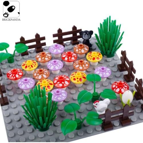 12pcs/set MOC City Street Part Mushroom Plant Bush Building Blocks DIY Scene Accessories Mini Brick Friends Minifigs Toys Gift