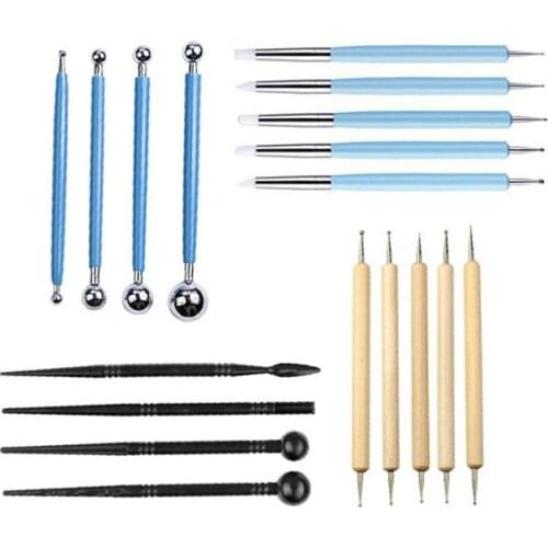 18 Pieces Set Pottery Clay Tools Creasing Pen Stainless Steel Ball Pen ball Stick Pottery Carving Pottery Combination Tool Set