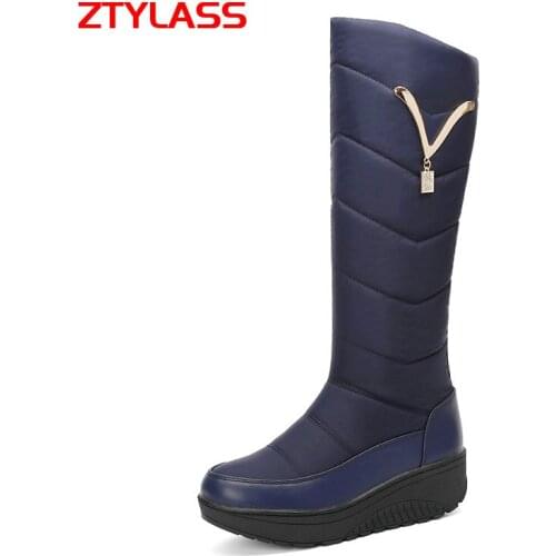 2021 New Winter Keep Warm Snow Boots Women Fashion Slip On Knee High Boots Ladies Round Toe Long Boots Platform Shoes Woman