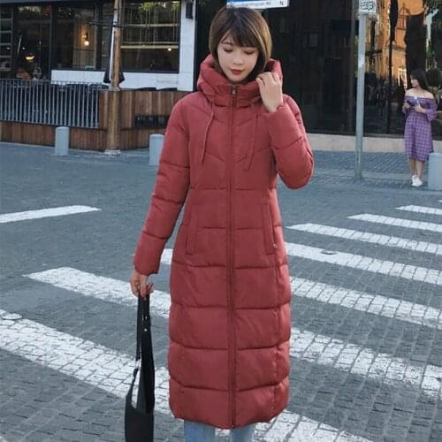 2021 solid parka mujer hooded stand collar slim thick casual coats outwear giacca donna winter X-long jacket women plus size