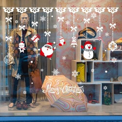 2021 Christmas theme window stickers shop window stickers modern art murals home decoration cartoon snowman wall stickers