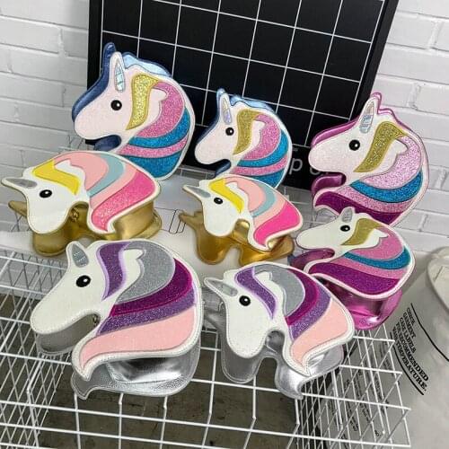 2021 Fashion Shoulder Bag Women Colorful Embroidery Sequin Cute Unicorn Design Crossbody Messenger Bag Casual Ladies Handbag Q5