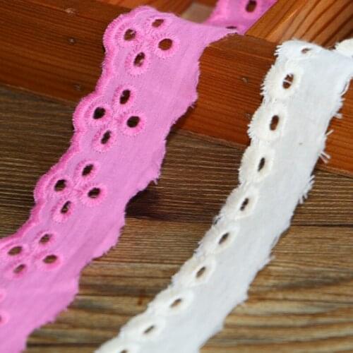 3 yards 2.5-3.5 pink beige cotton embroidered lace collar fabric sewing applique DIY lace