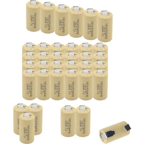 Moscow warehouse 36 pcs 2200mAh sub C battery NICD SC batteries 1.2V akkus nickel sheets for B&D for flashlight solar for metabo