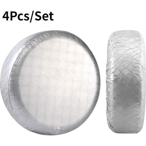 4PCS Universal 27-29 inch Car SUV Tire Cover Case Spare Tire Wheel Bag Tyre Spare Storage Tote Polyester Aluminum Foil Coated