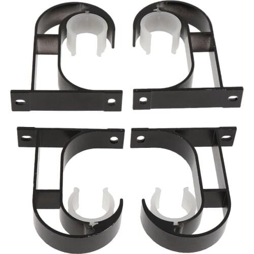 4 Pcs Aluminium Alloy Curtain Rod Bracket Curtain Pole Support Bracket Top Mounting Bracket（Black)