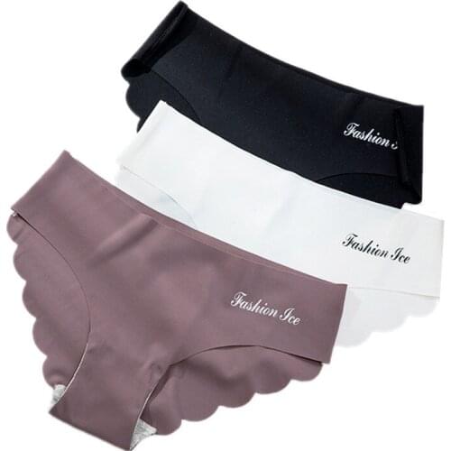 Antibacterial Womens Underwear Female Invisible Comfort Intimate Fashion Ladies Ice Silk Low-Rise Briefs Panties