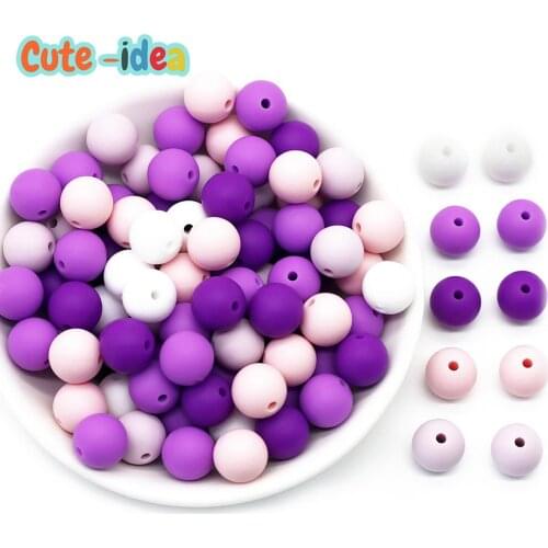 Cute-Idea 9mm 200pcs Silicone Beads Eco-friendly Teething Necklace Food Grade Mom Nursing DIY Baby Teethers Toy Pacifier Chain