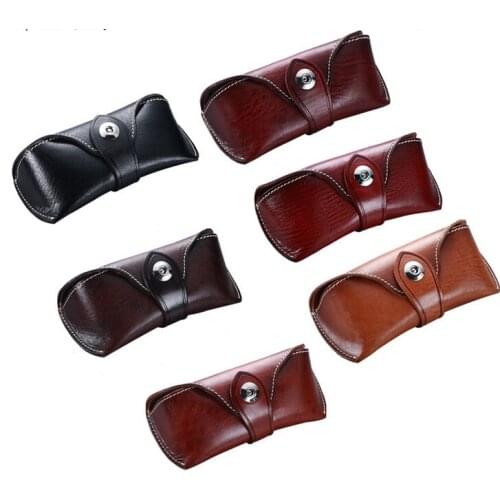 Genuine Cowhide Leather Sunglasses Case Eyeglass Designer Case eyewear clam shell box spectacle box slip in soft pouch