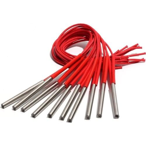 10PCS 8mm 38~48mm 201SUS Cylindrical Electric Heating Pipe Tubular Heater 110V/220V/380V 70W/80W/90W Single Head Dual Element