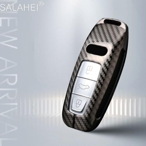 Zinc Alloy + TPU Car Key Case Full Cover For Audi A6 A7 A8 Q8 E-tron C8 D5 A8L A6L 2018 2019 Car Stying Interior Accessories