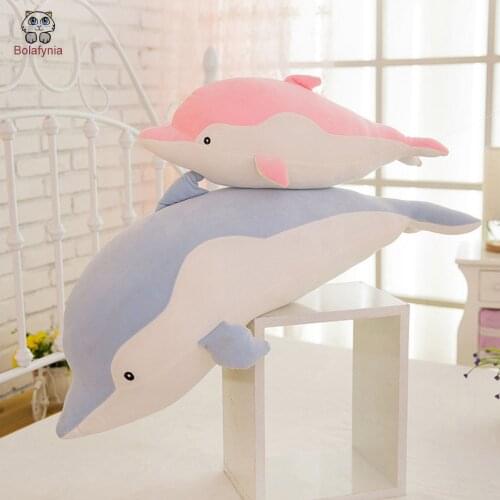 BOLAFYNIA Dolphin doll feather creative down pillows Children Plush Stuffed Toys Baby Kid Toy doll for Christmas Birthday Gift
