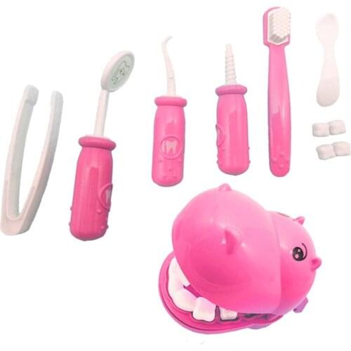 Kids Pretend Play Toy Dentist Check Teeth Model Set Medical Kit Educational Role Play Simulation Learing Toys For Children