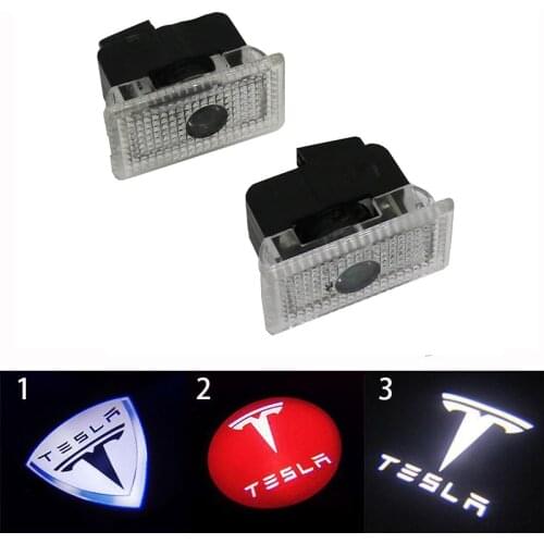 2pcs Car Decorative lights Welcome light Ghost Shadow for Tesla model s model x Led Logo Projector door Lamps car accessories