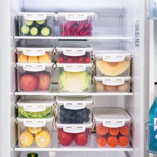 Kitchen Refrigerator Food Storage Box Vegetable Fruit Fresh-Keeping Plastic Transparent Storage Sealed Box Organizer Container