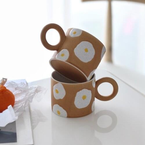 Creative Hand Painted Poached Eggs Mug Ceramic Breakfast Coffee Milk Tea Cups Kitchen Office Drinkware Microwave Dishwasher Safe