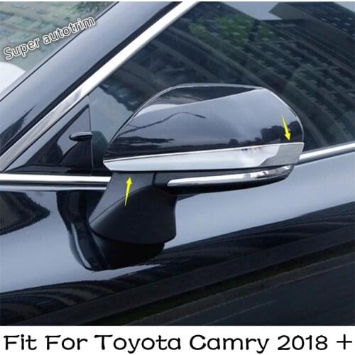 Lapetus Side Door Rearview Mirror Streamer Strip Cover Trim ABS Accessories Exterior Fit For Toyota Camry 2018 - 2021 Bright