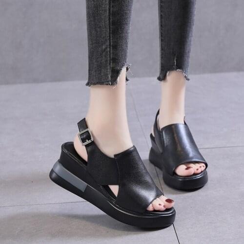Summer Pop Fashion Womens Sandals Nice Sports Flat Bottomed Casual Mid-heel Wedge Solid Color Women Shoes Platform Sandals
