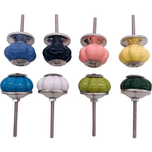 Lovely Pumpkin Design 8 colors Ceramic Knobs Cupboard Pulls Drawer Knobs Kitchen Cabinet Handles Furniture Handle Hardware 1pcs