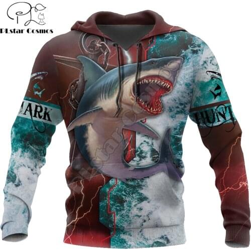 Shark hunting fishing 3D Printed Fashion Mens Hoodie Harajuku Streetwear Pullover Autumn Unisex Casual Jacket Tracksuit DW0157