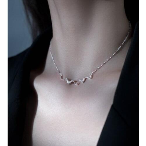 Fashion Zircon Wave Charm Pendant Necklace Women Choker Wedding Party Jewelry Statement Collar DZ064