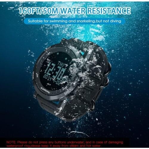 Barometer Altimeter Compass Thermometer Men Digital Watch 50m Waterproof Outdoor Sports Wristwatch for Mountaineering Running