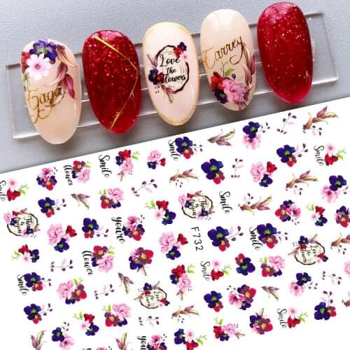 The New 3D Nail Sticker Flowers stickers for nail Foil English Nails Accessories Fashion Manicure Sticker