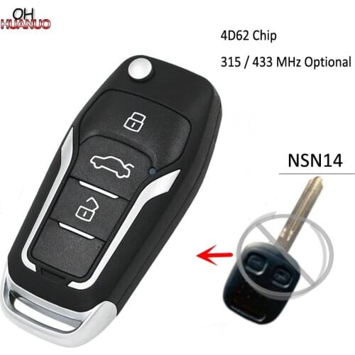 Upgraded Flip Remote Car Key Fob 315MHz/ 433MHZ 4D62 Chip for Subaru Impreza Forester Outback NSN14 Blade